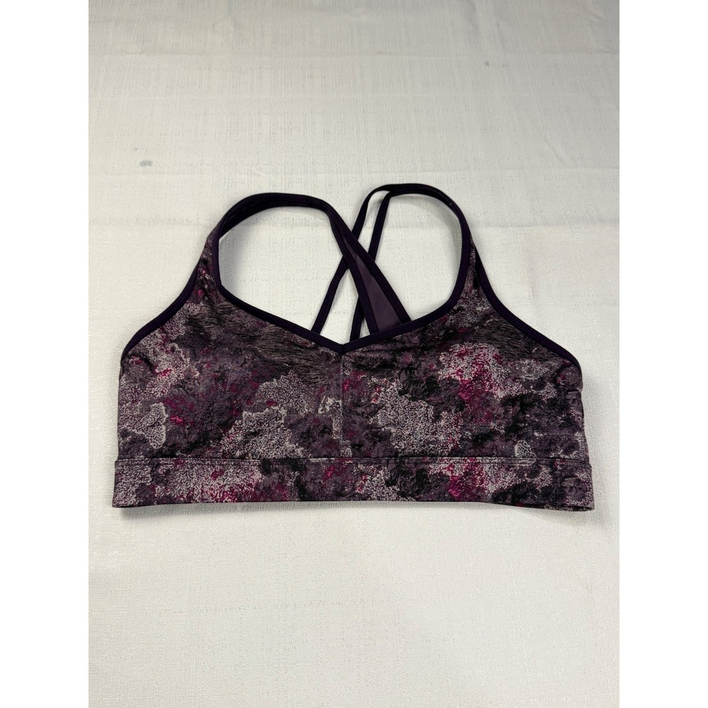 NWOT Champion Women Medium Purple Floral Sports Bra Crossback Athletic Workout